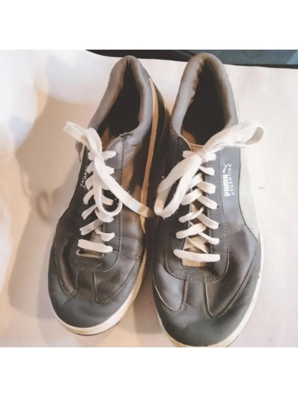 Puma Argentina Vintage Soccer Shoes Lace Up Style Gray White Mens Size 9.5